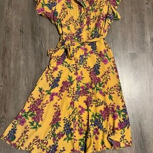 Nanette Lepore Purple Midi Sundress with V-Neck and Flutter Sleeves